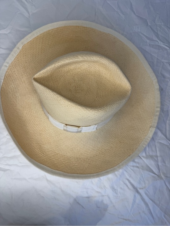 100% Capri Classic Wide-Brim Straw Hat with Ribbon - Cream main image 6